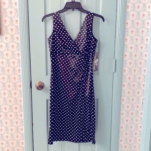 NWT Donna Rico Classic Black and White Polka Dot A-Line Cocktail Dress, 6P